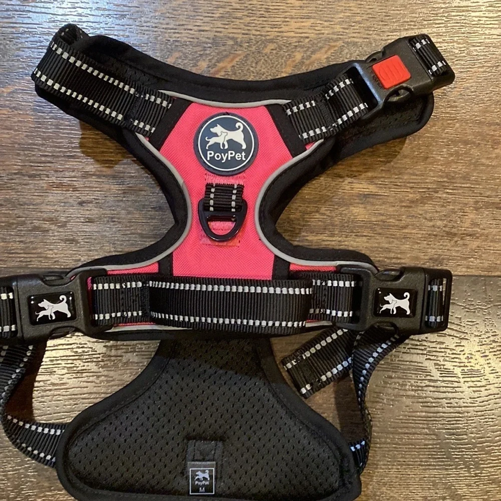 PoyPet No Pull Dog Harness Choke Front Medium Pink